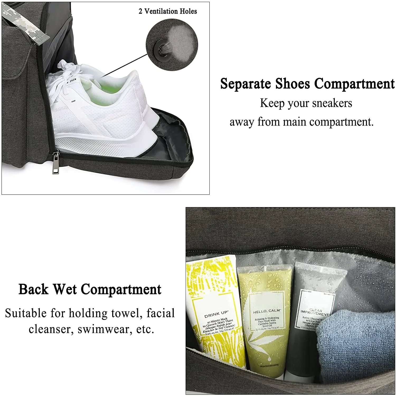 3-Way Sports Direct shipping Duffel Versatile Compartment with Men's Shoe Wet Large selection & Pocket Bag
