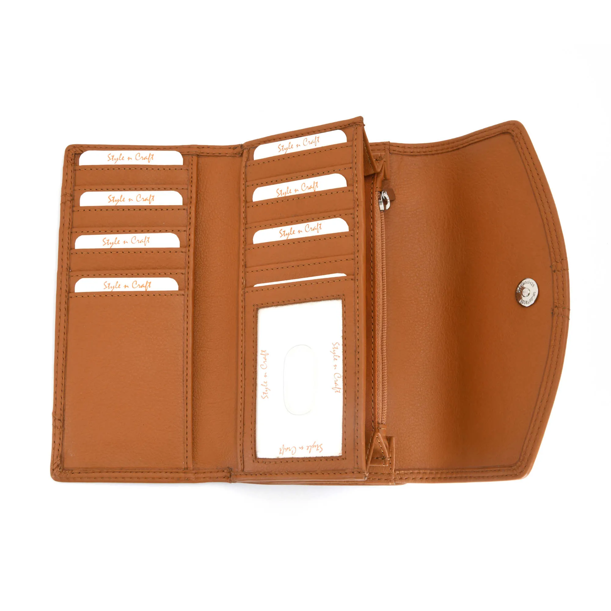 300954-CG Ladies Clutch Wallet in Tan Leather | Style n Craft