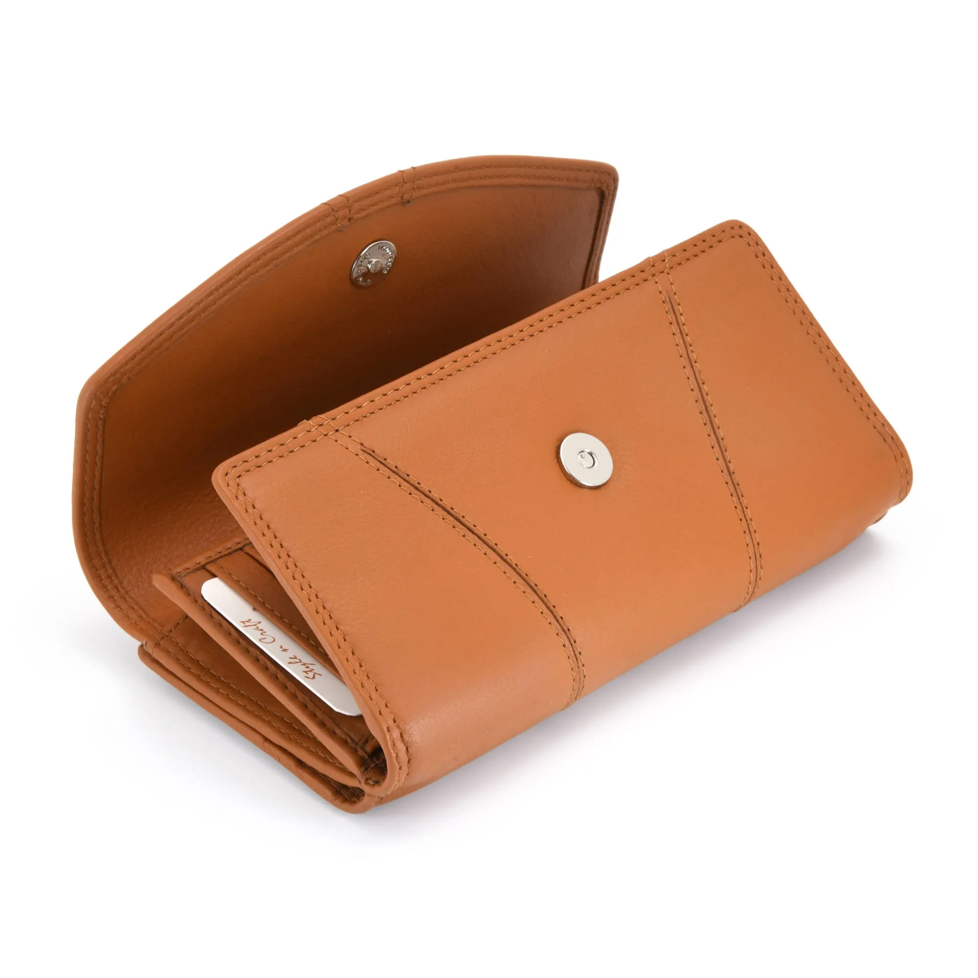 300954-CG Ladies Clutch Wallet in Tan Leather | Style n Craft