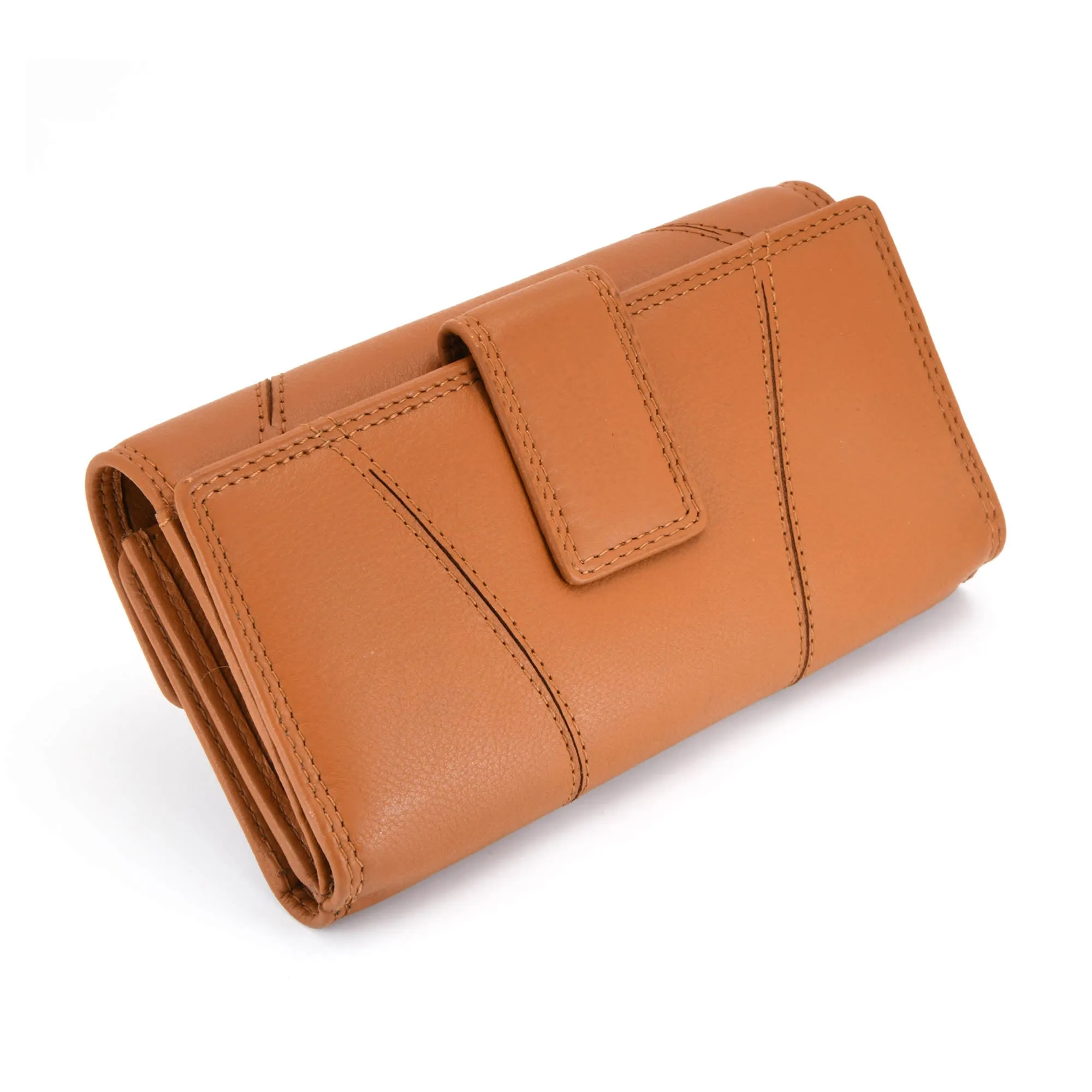 300954-CG Ladies Clutch Wallet in Tan Leather | Style n Craft
