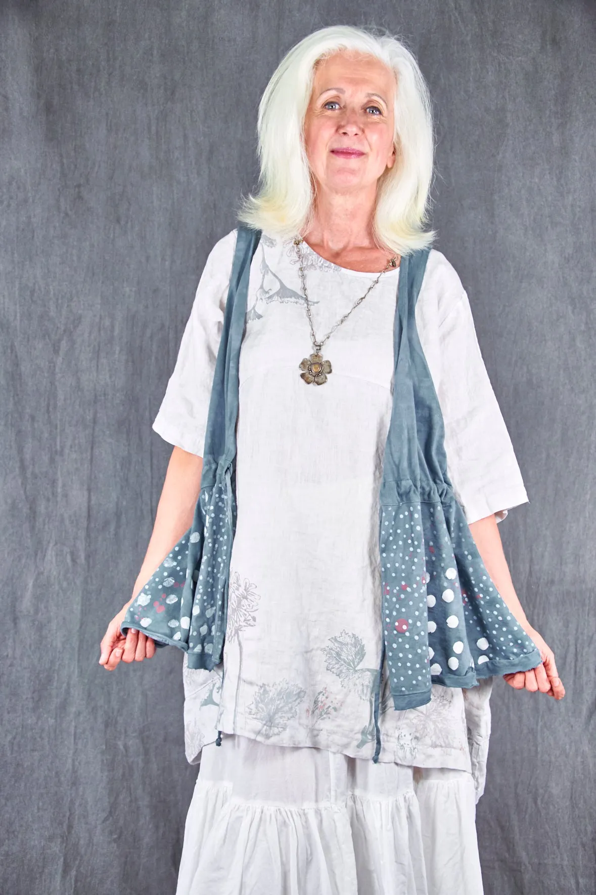 6214 Drawstring Organic Cotton Vest-Blue Sky-P