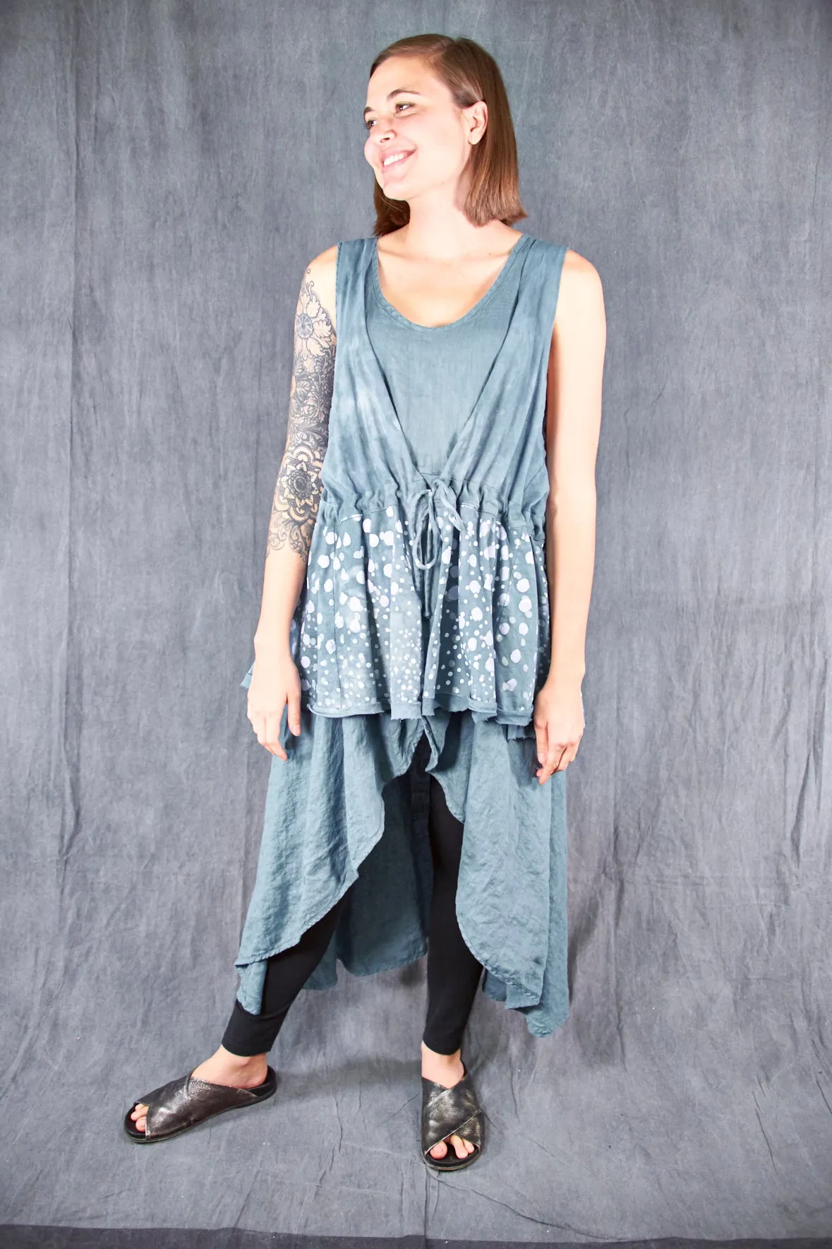 6214 Drawstring Organic Cotton Vest-Blue Sky-P