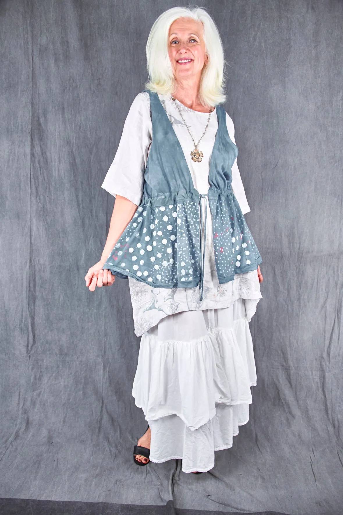 6214 Drawstring Organic Cotton Vest-Blue Sky-P