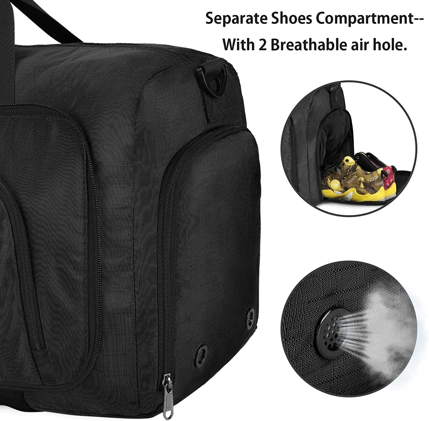 65L Compartment,Black Bags Verified seller Men Women Travel Weekend Weekender Bag on Waterproof Duffel for with Foldable Duffle Bags Overnight Shoe Carry for Long-term Traveling,