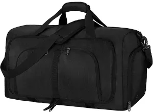 65L Compartment,Black Bags Verified seller Men Women Travel Weekend Weekender Bag on Waterproof Duffel for with Foldable Duffle Bags Overnight Shoe Carry for Long-term Traveling,