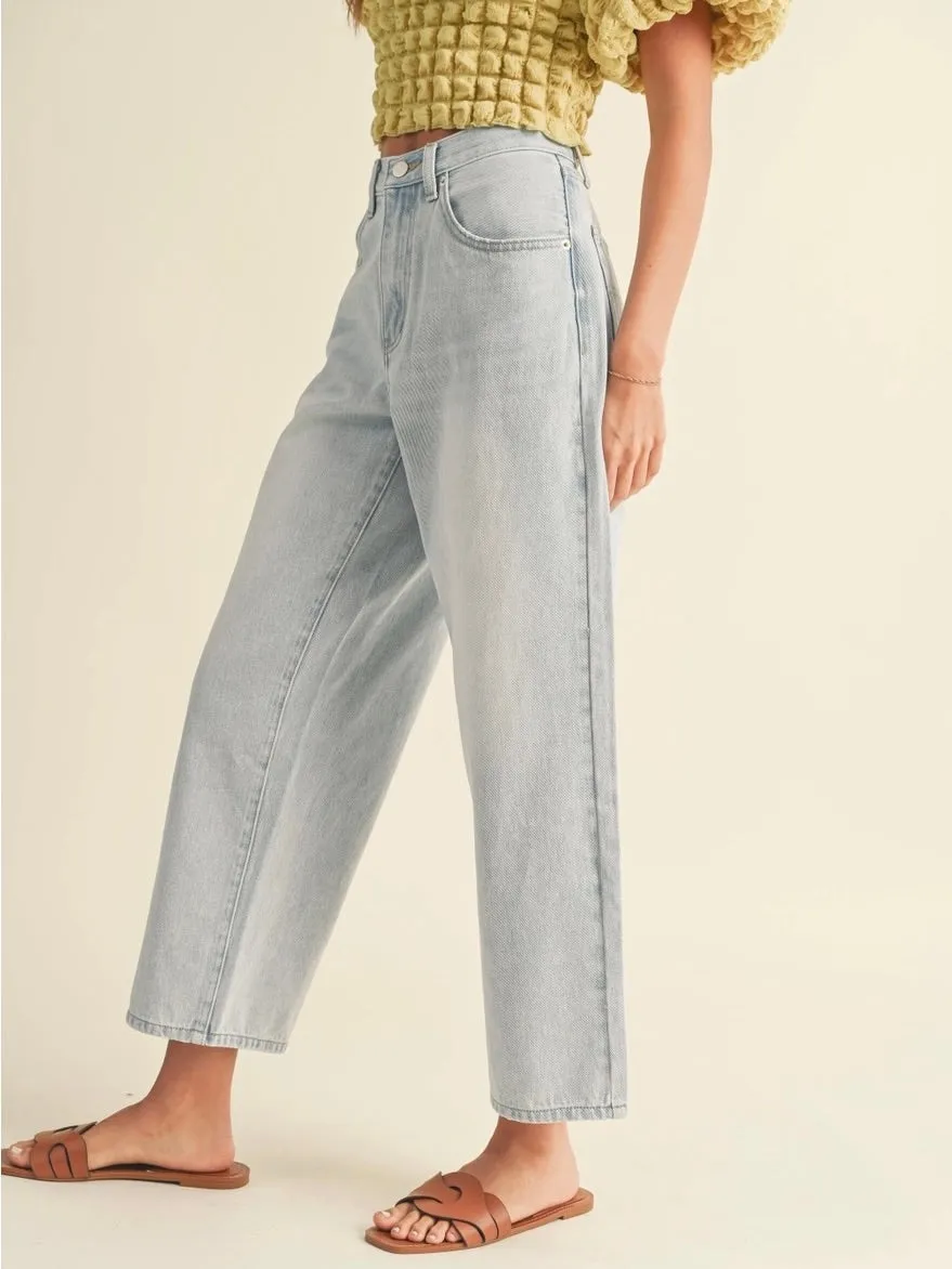 Adjustable Waist Crop Jeans - Ice FINAL SALE