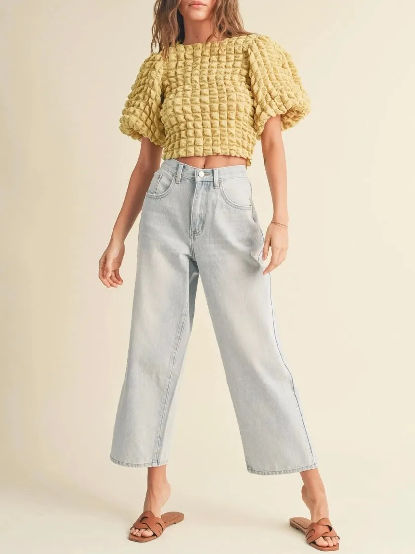 Adjustable Waist Crop Jeans - Ice FINAL SALE
