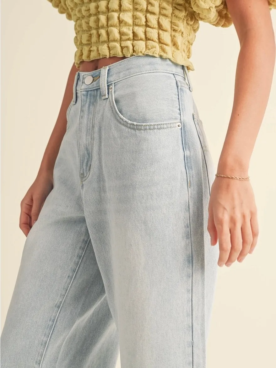 Adjustable Waist Crop Jeans - Ice FINAL SALE