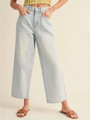 Adjustable Waist Crop Jeans - Ice FINAL SALE