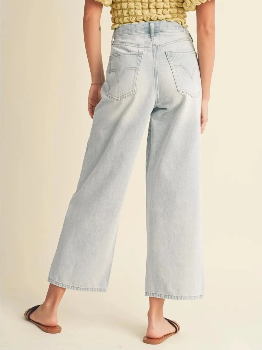 Adjustable Waist Crop Jeans - Ice FINAL SALE