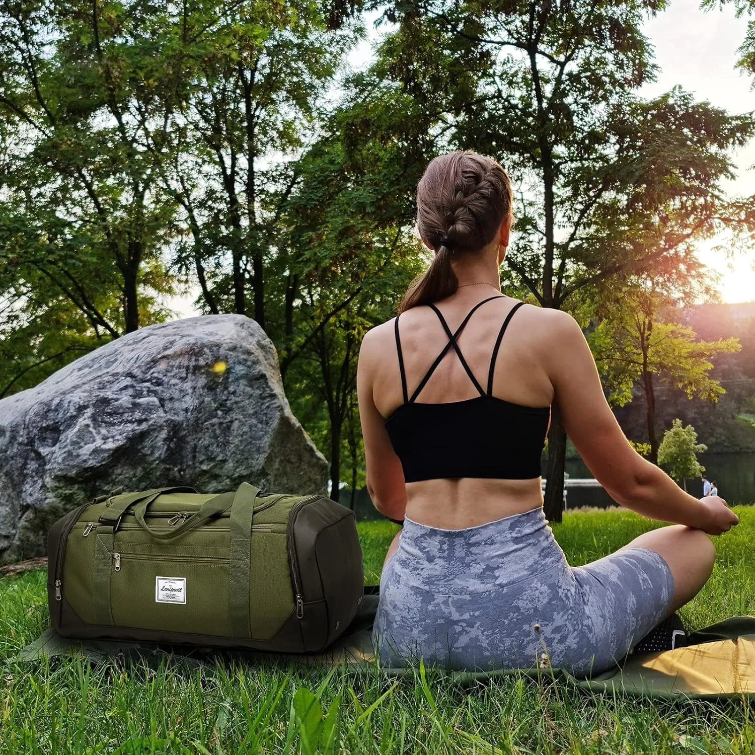 & 40L Travel Compatible Green Stylish Bag Weekend sale - for Duffle & Perfect Bag Weekend - Women Shoe Versatile with Getaways - for & Gym Compartment Trips Pocket Men Overnight Wet