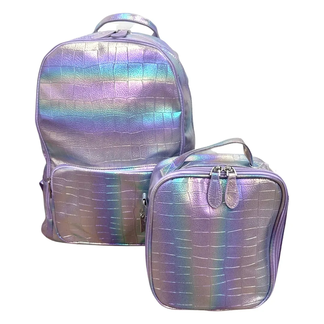 Bari Lynn Rainbow Croc Inspired Backpack - Lavender