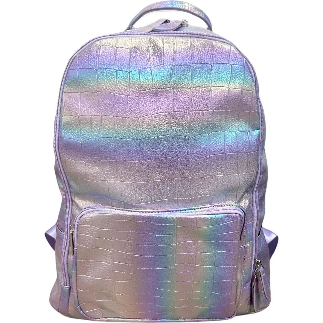 Bari Lynn Rainbow Croc Inspired Backpack - Lavender