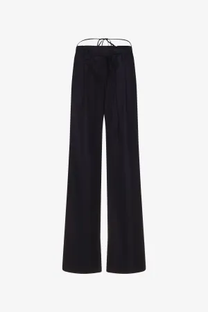 Black Drawstring Poplin Pants