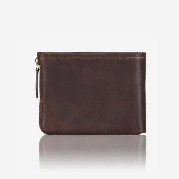 Brando Morden Multi Card Leather Zip Wallet Brown