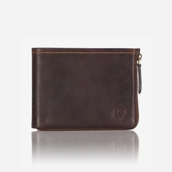 Brando Morden Multi Card Leather Zip Wallet Brown