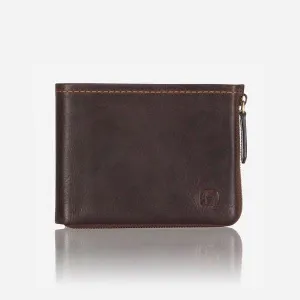 Brando Morden Multi Card Leather Zip Wallet Brown
