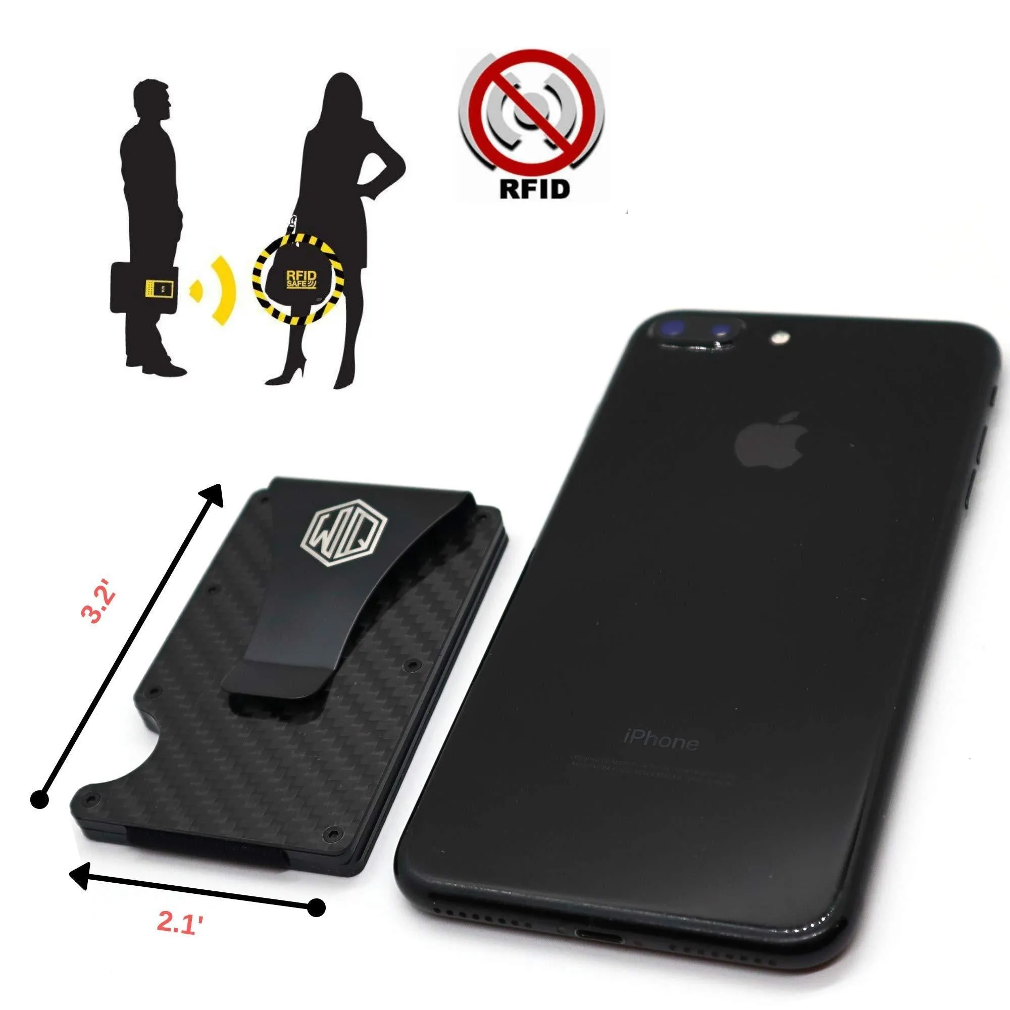 Carbon Fiber Wallet Money Clip by Widely Quality - RFID Blocking - Complete Gift Set Including Key Holder Organizer - Minimalist - Card Holder with Smart Keychain - Slim and Compact - Lightweight