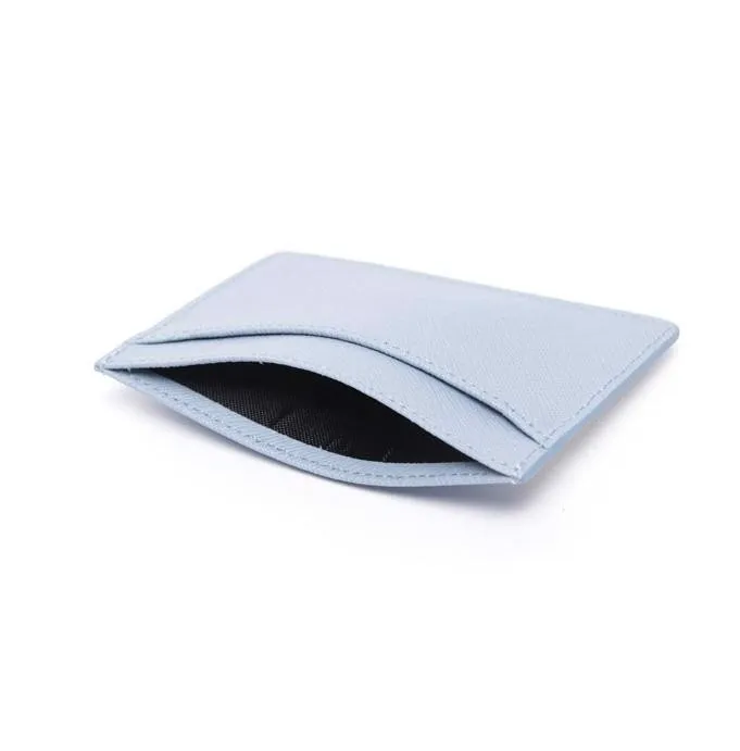 Card Holder - Baby Blue Saffiano Leather - (Signature, Daisy)