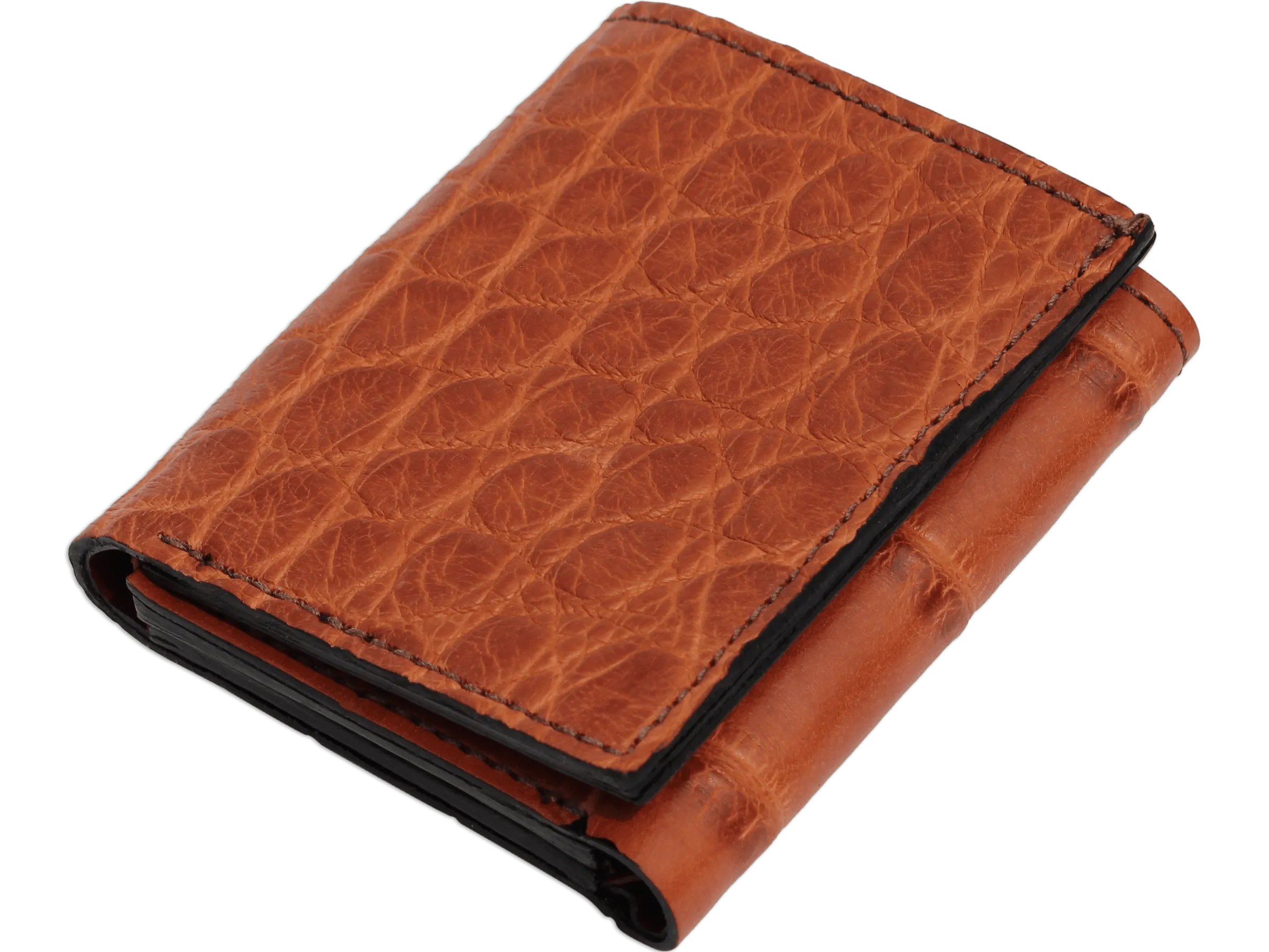 Cognac Alligator Luxury Designer Exotic Trifold Wallet With ID Window