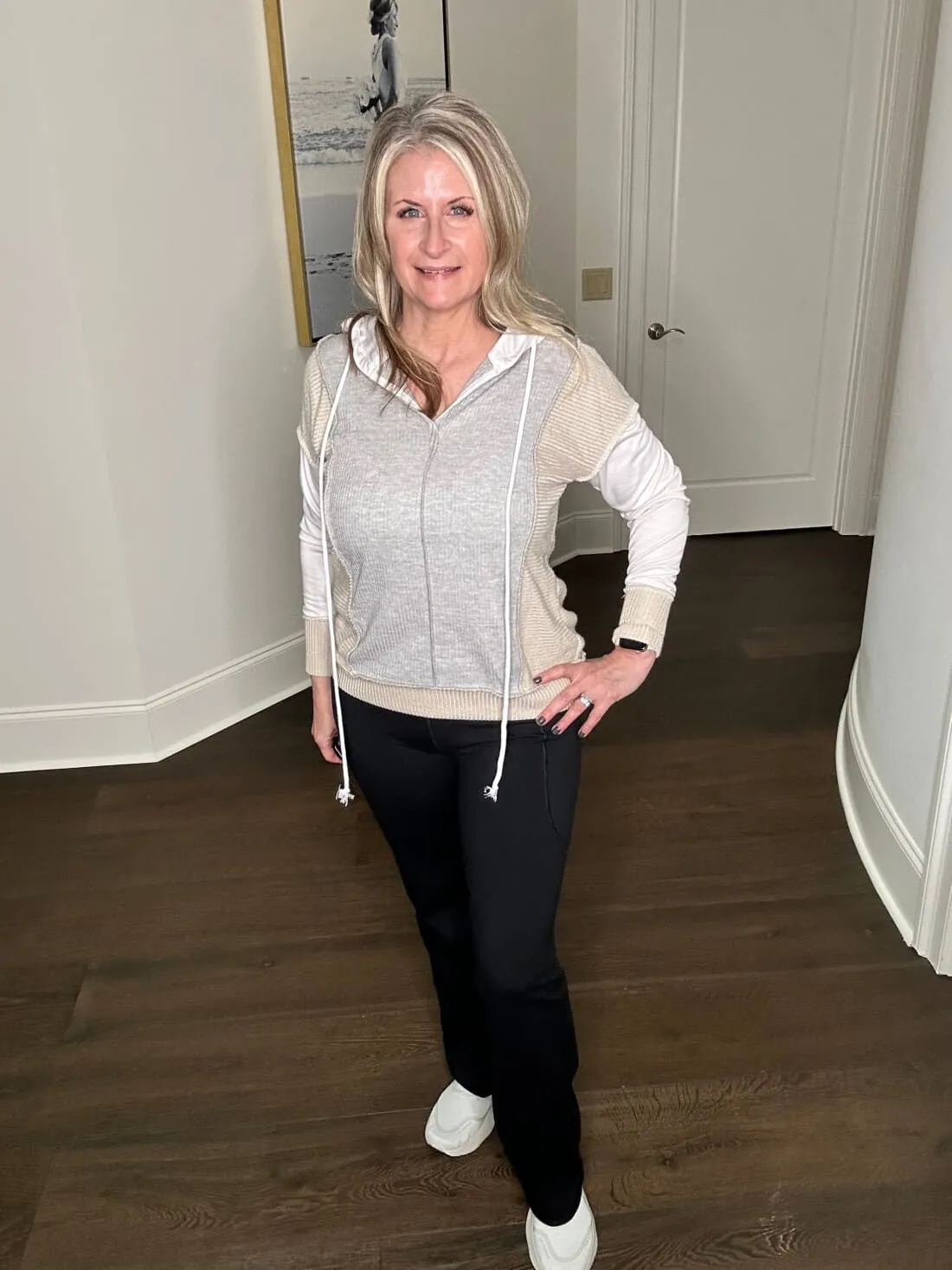 Color Block Exposed Seam Drawstring Hoodie