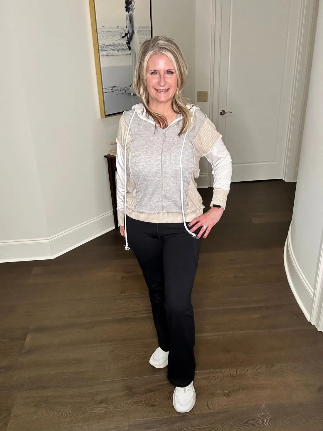 Color Block Exposed Seam Drawstring Hoodie