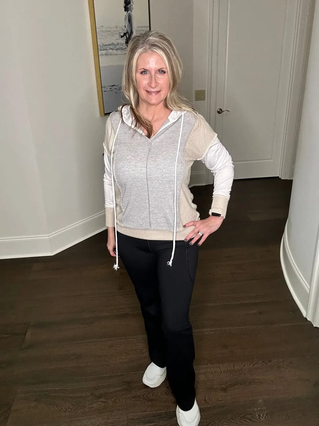Color Block Exposed Seam Drawstring Hoodie