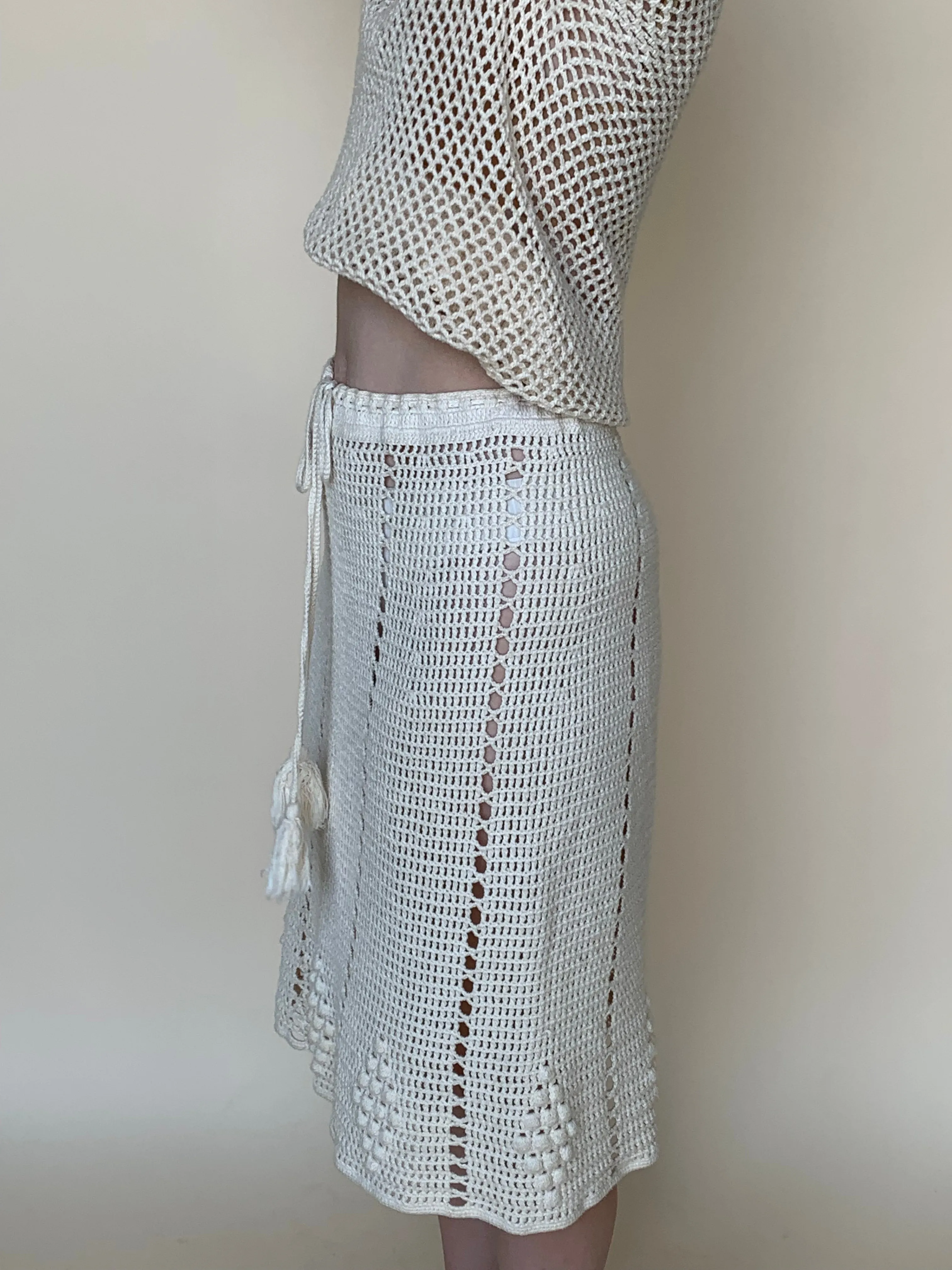 Cream crochet skirt