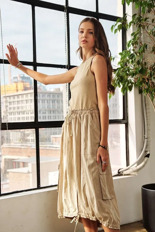 Hazel Blues® |  ADORA Drawstring Sleeveless Washed Dress