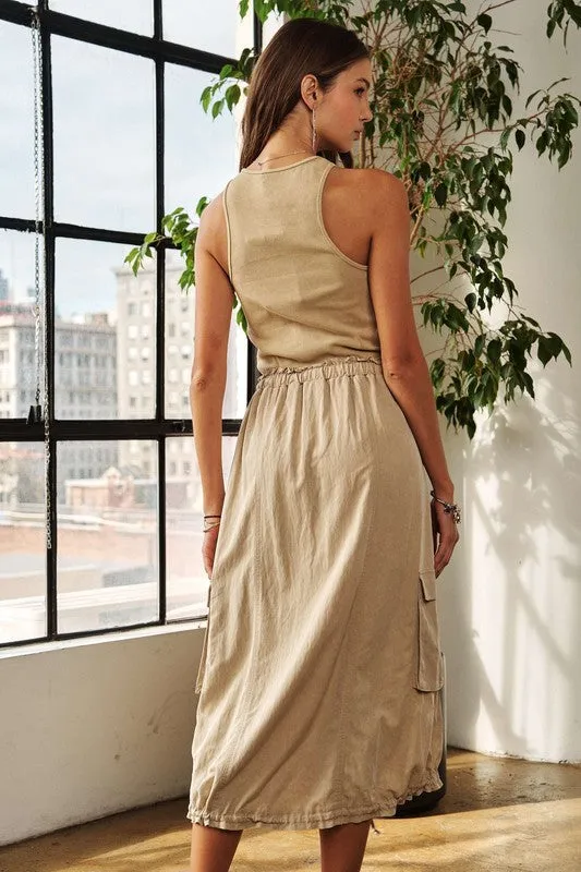 Hazel Blues® |  ADORA Drawstring Sleeveless Washed Dress