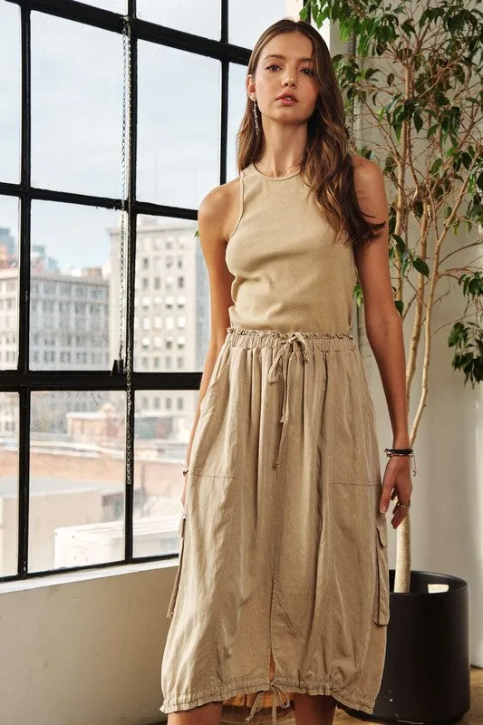 Hazel Blues® |  ADORA Drawstring Sleeveless Washed Dress