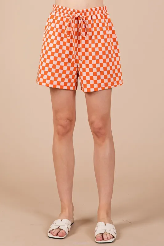 Hazel Blues® |  Ces Femme Checkered Round Neck Top and Shorts Set