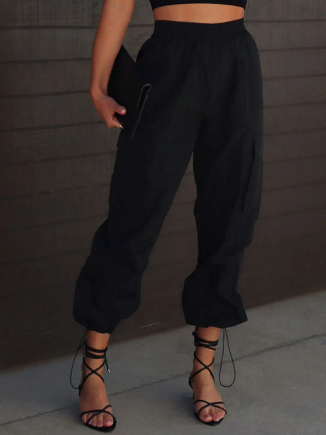 High Waist Drawstring Pants with Pockets (3 Colors)