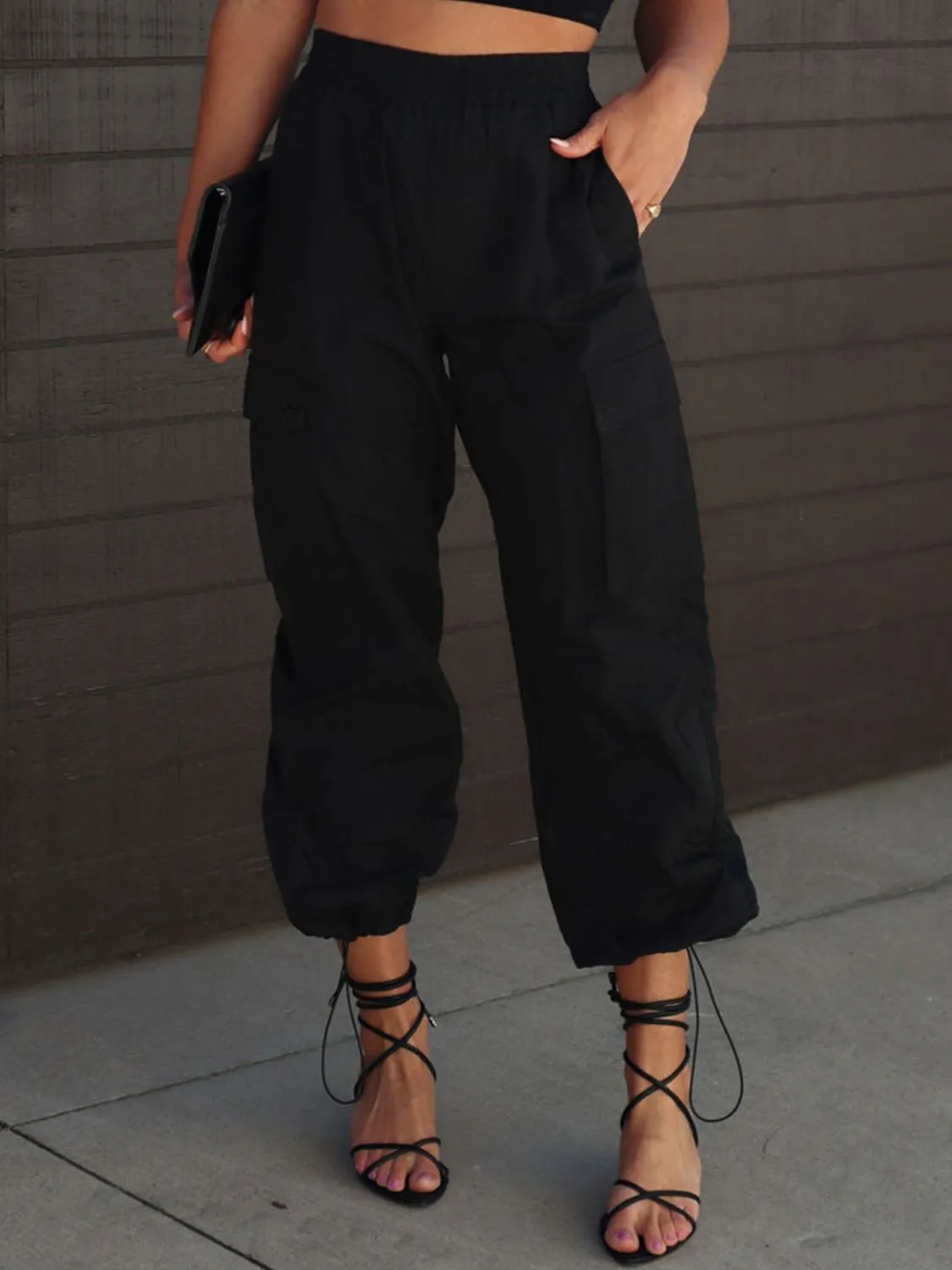 High Waist Drawstring Pants with Pockets (3 Colors)