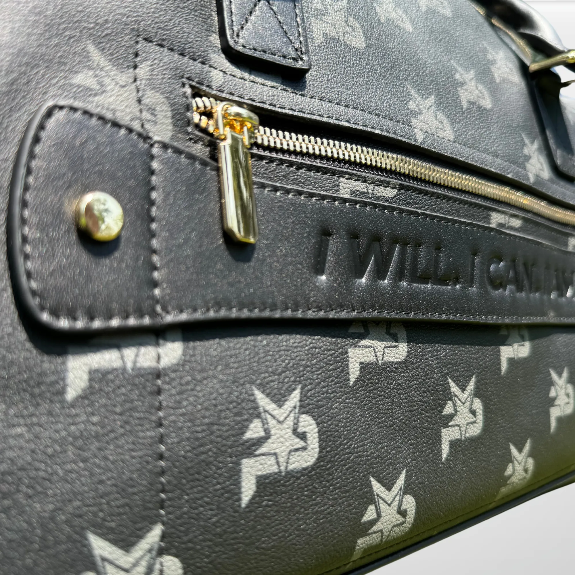 I AM - Leather Monogram Training Duffel Bag, Black by iReliev