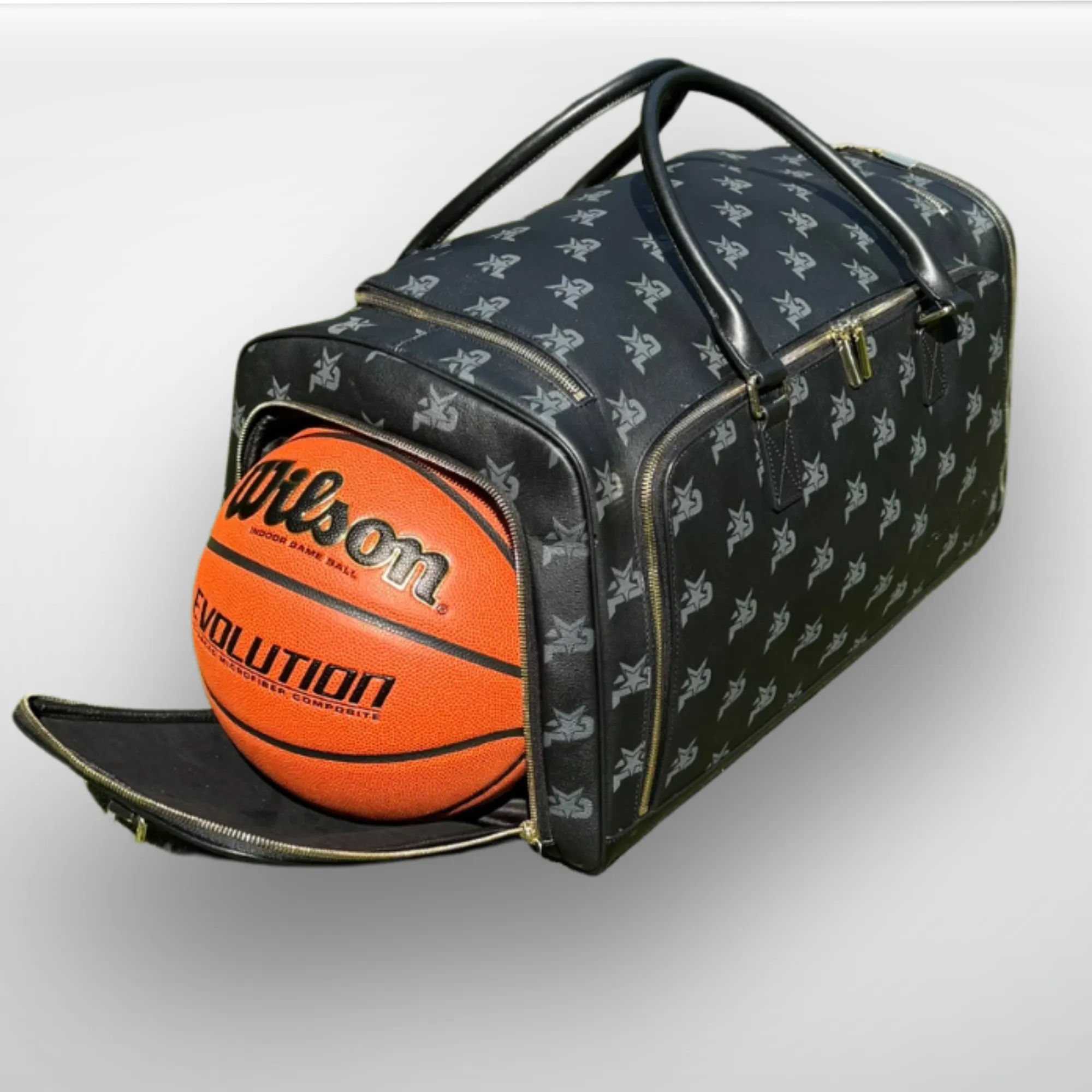 I AM - Leather Monogram Training Duffel Bag, Black by iReliev