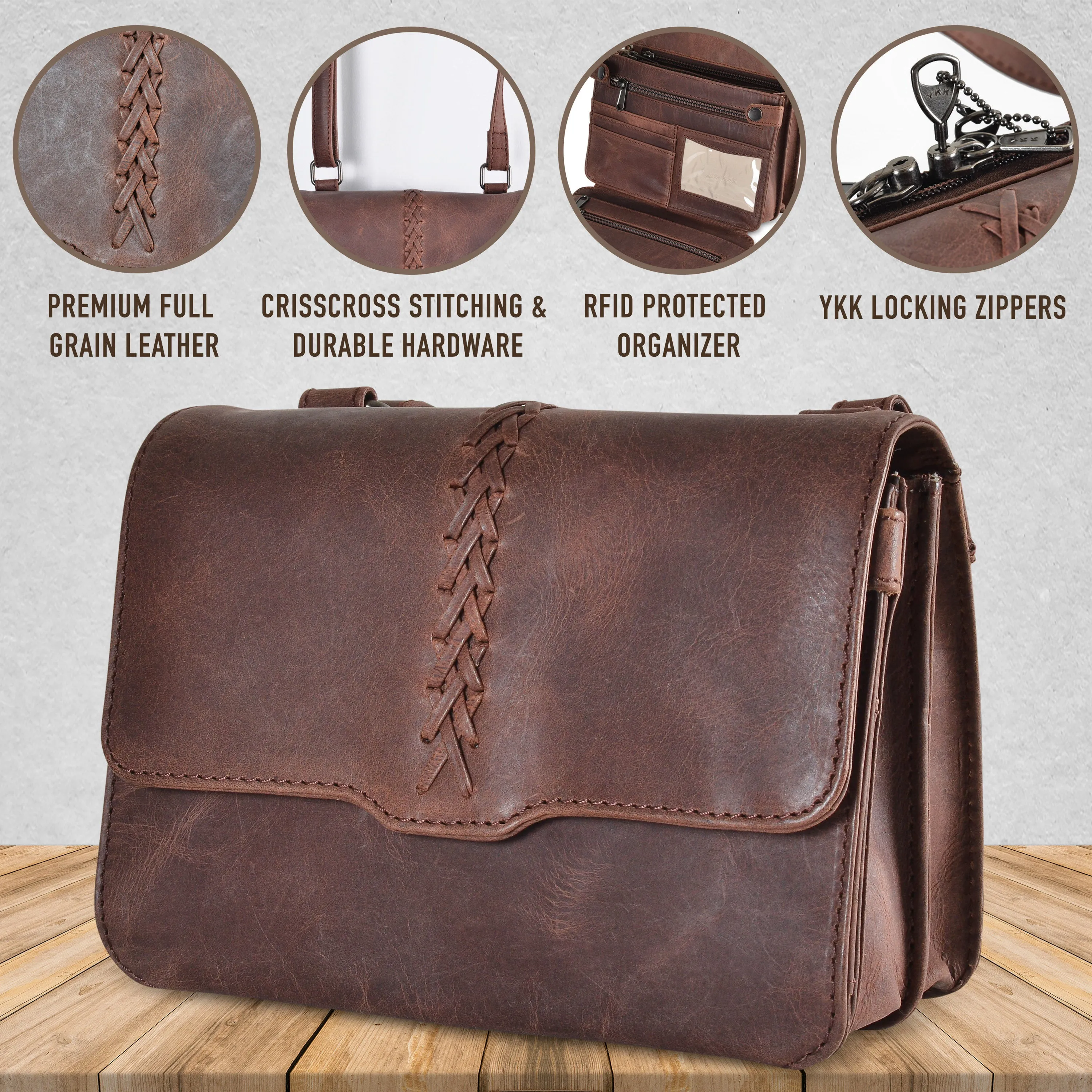 Jolene | Concealed Carry Leather Crossbody or Shoulder Bag