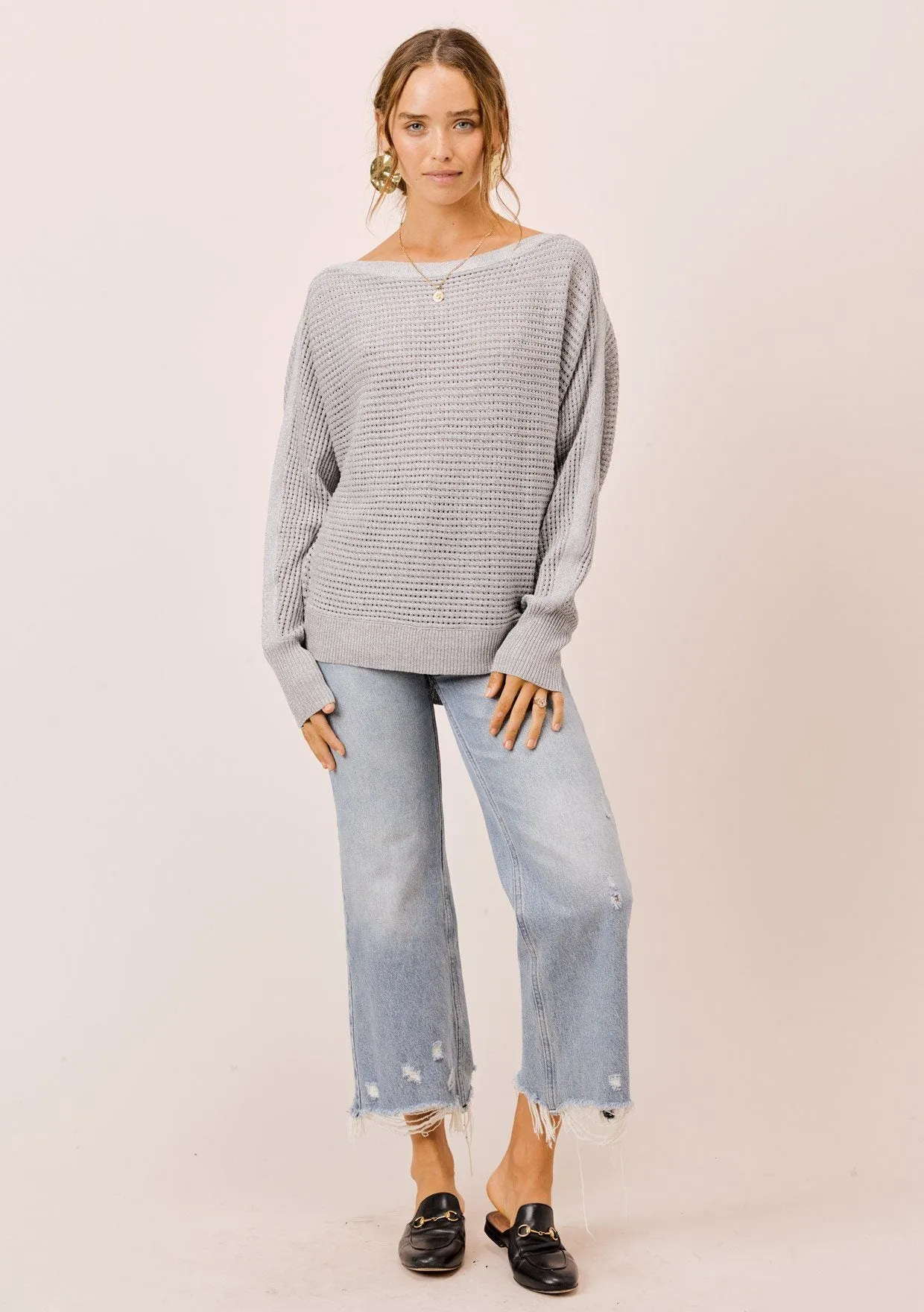 Juliet Metallic Boatneck Sweater