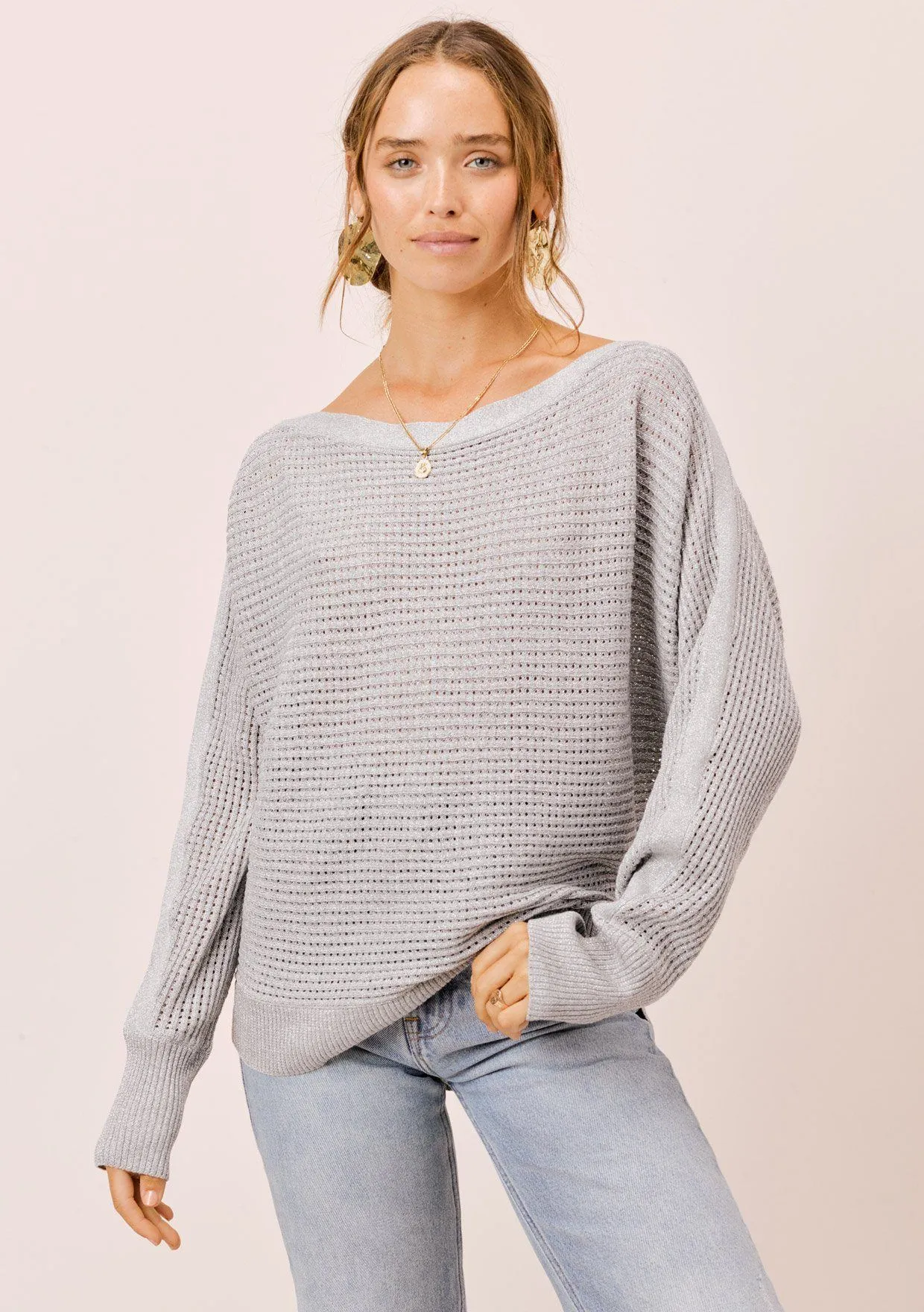 Juliet Metallic Boatneck Sweater
