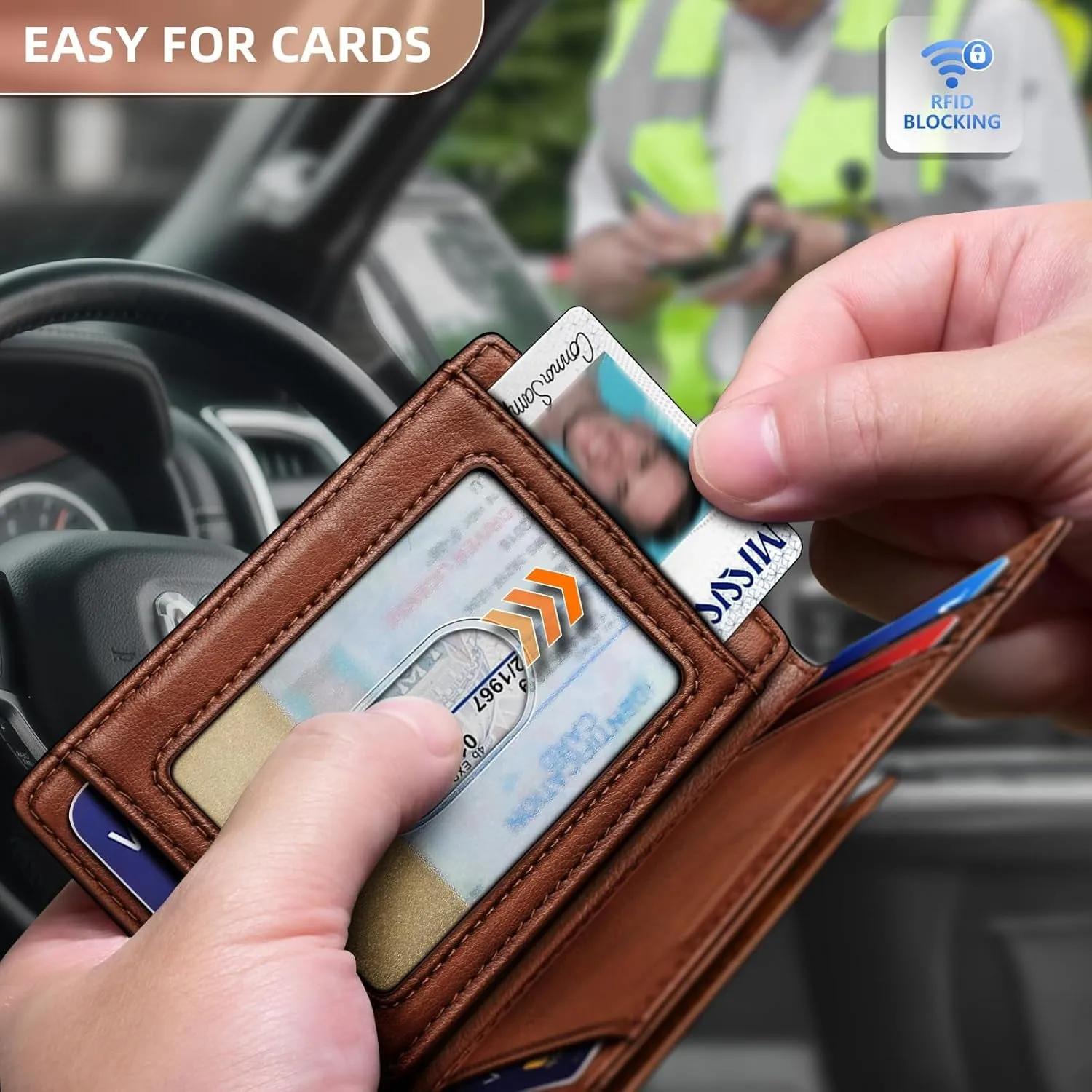 Magnetic Closure Slim Wallet, Genuine Leather Money Clip for Men
