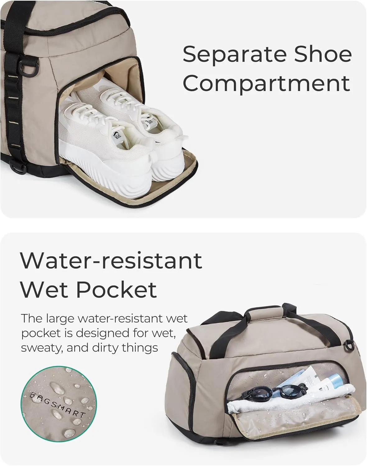 Men & Capacity, Pocket Versatile - Gym for Special collection Gray Backpack Wet Greenish Women 4-in-1 38L - Final clearance Stylish & & Compartment Duffle Bag Shoes