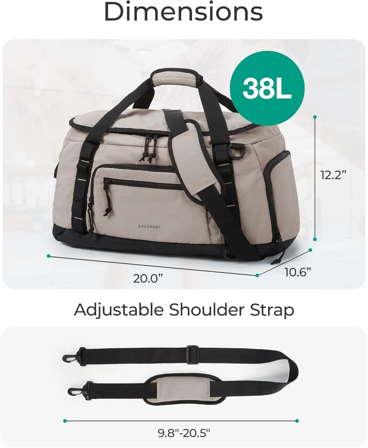 Men & Capacity, Pocket Versatile - Gym for Special collection Gray Backpack Wet Greenish Women 4-in-1 38L - Final clearance Stylish & & Compartment Duffle Bag Shoes