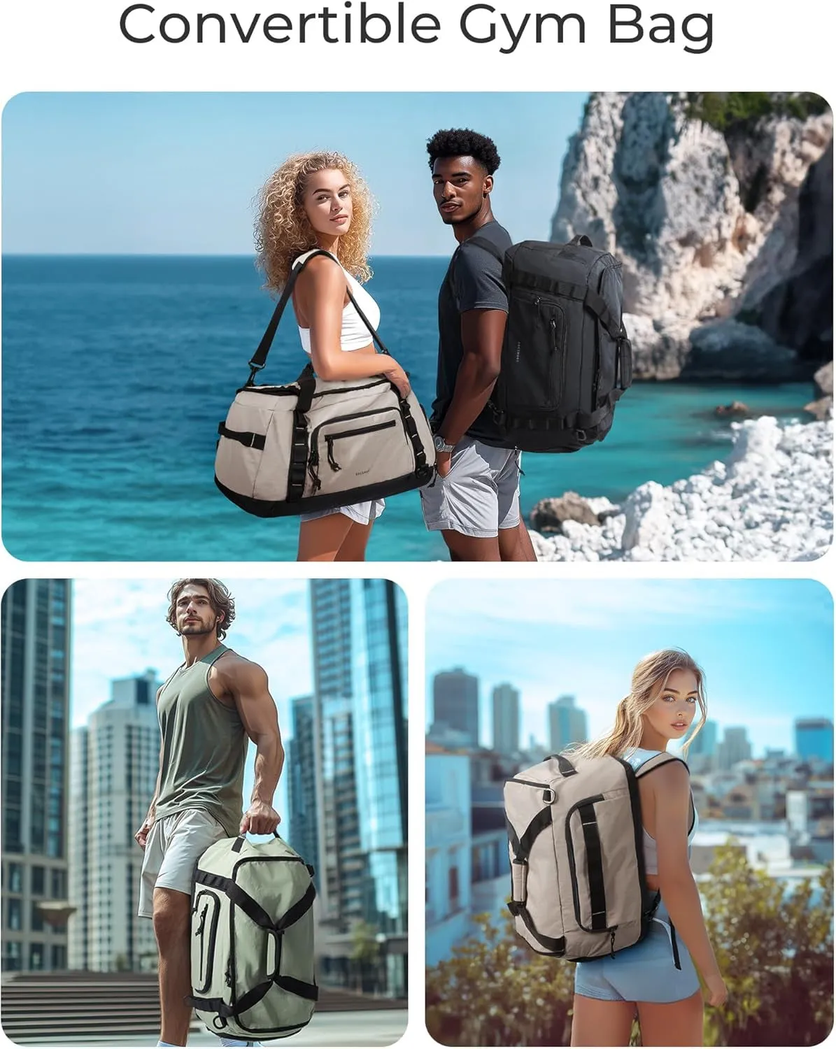 Men & Capacity, Pocket Versatile - Gym for Special collection Gray Backpack Wet Greenish Women 4-in-1 38L - Final clearance Stylish & & Compartment Duffle Bag Shoes