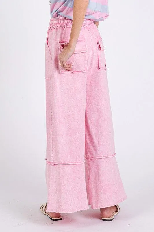 Mineral Washed Terry Wide Leg Pants