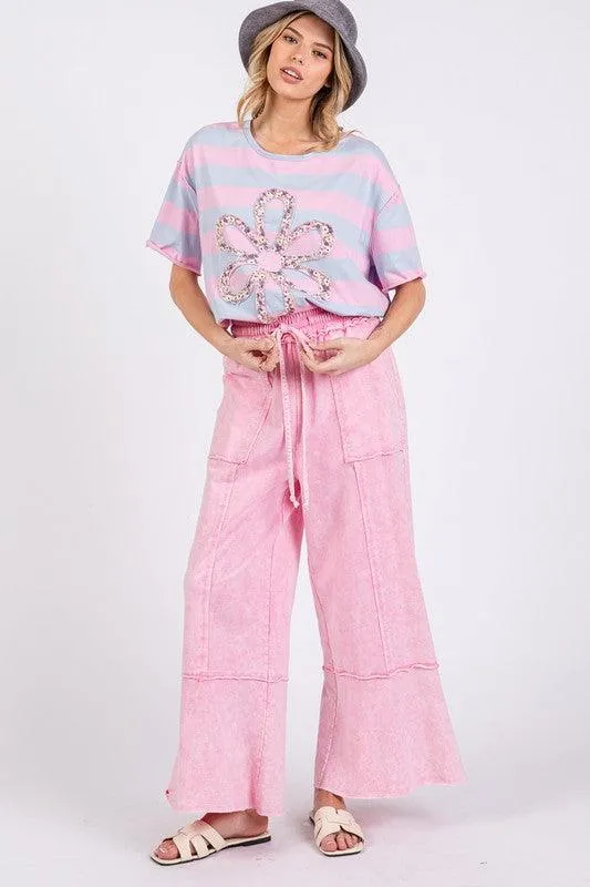 Mineral Washed Terry Wide Leg Pants