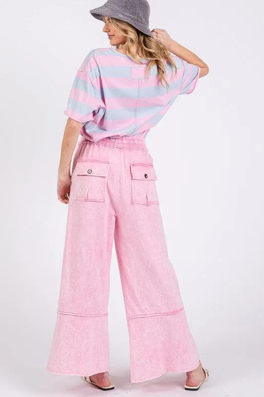 Mineral Washed Terry Wide Leg Pants