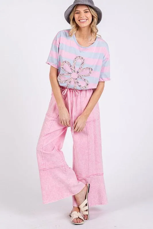 Mineral Washed Terry Wide Leg Pants