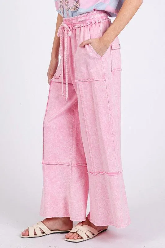 Mineral Washed Terry Wide Leg Pants