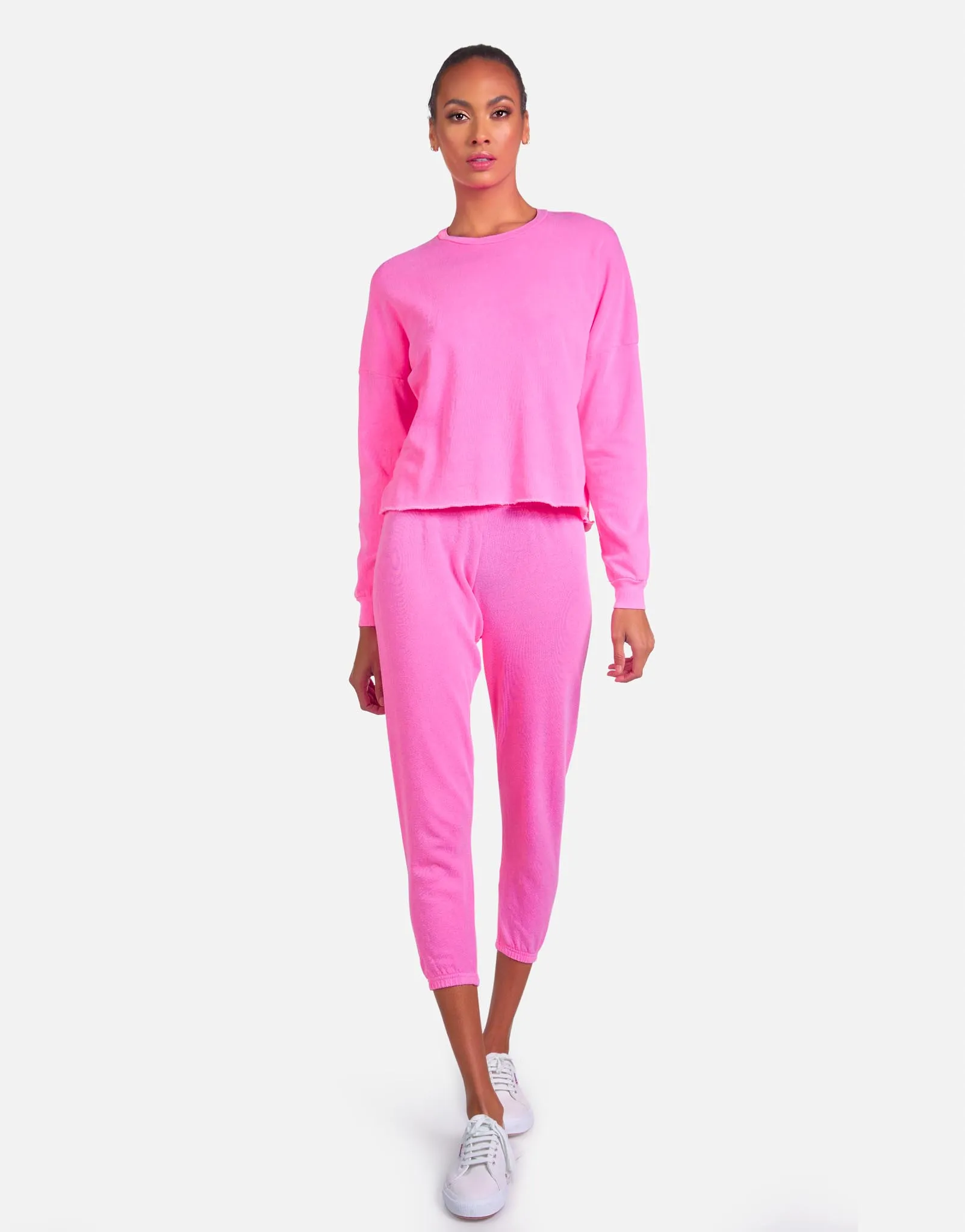 Nate Core Neon Pink Crop Sweatpant