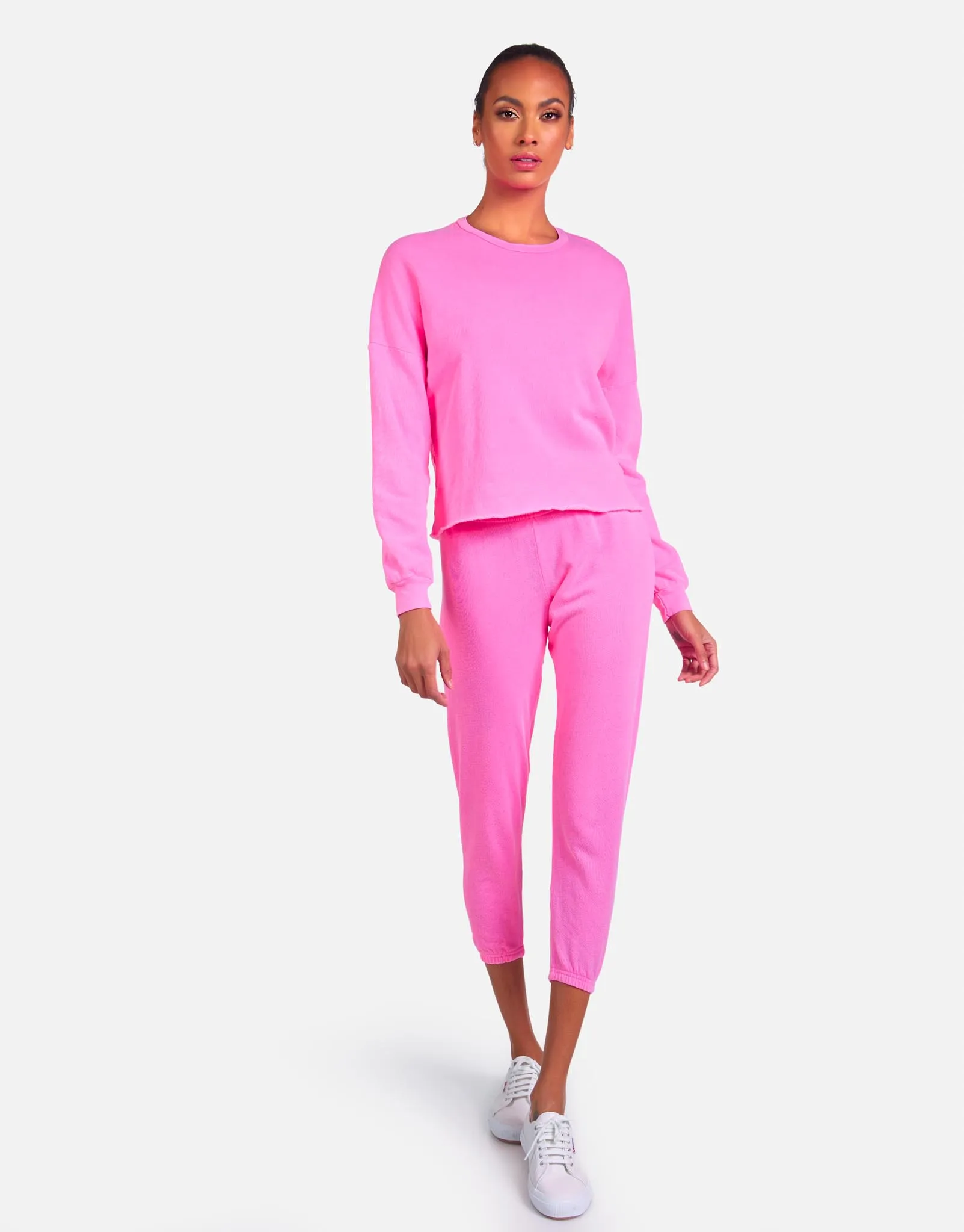 Nate Core Neon Pink Crop Sweatpant